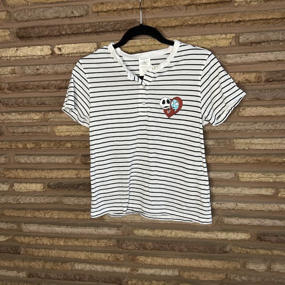 Disney Nightmare Before Christmas Jack and Sally Striped T-shirt Size S - Picture 5 of 5